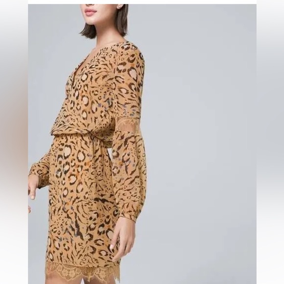 White House Black Market lace Trim Abstract Dress size 2 - Picture 3 of 10